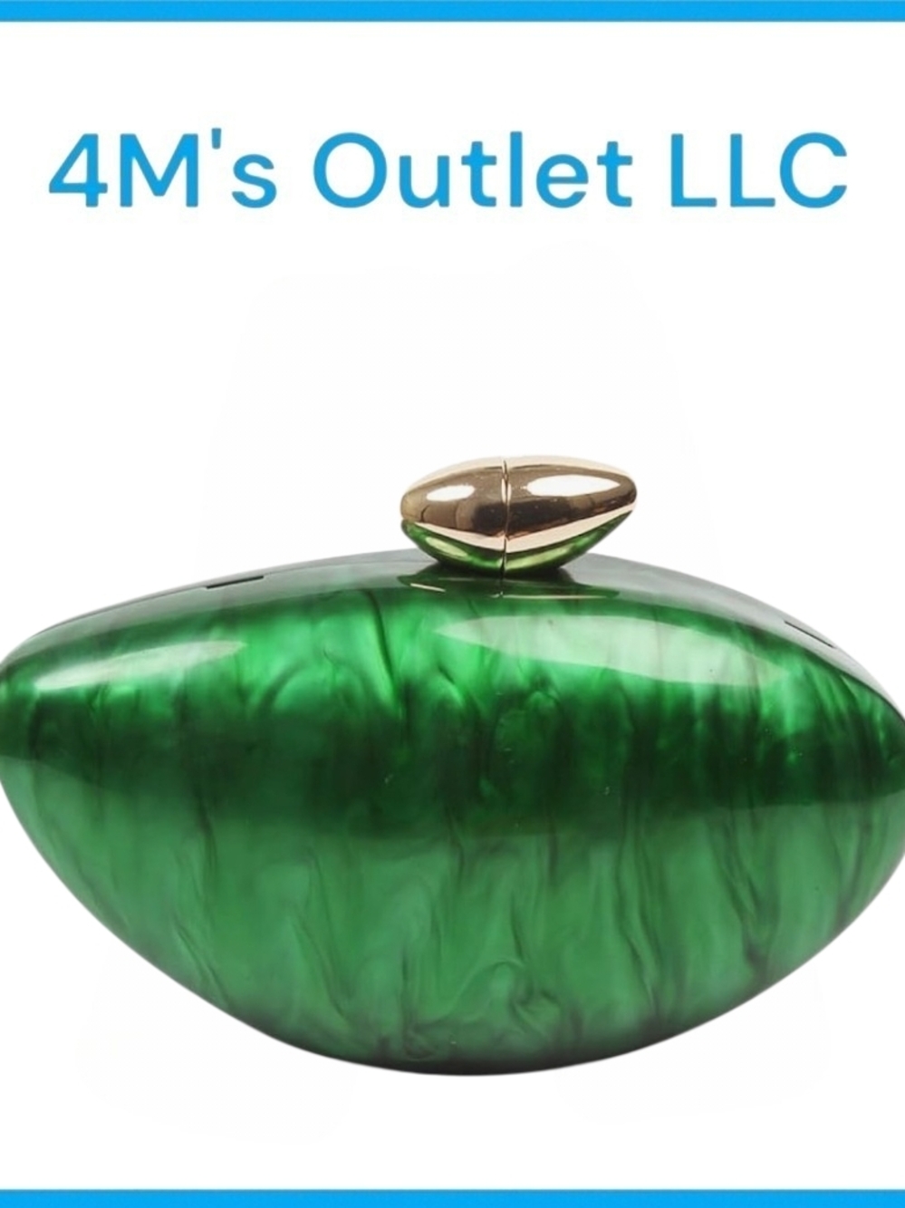 Emerald Green Resin Clutch with Gold Accent